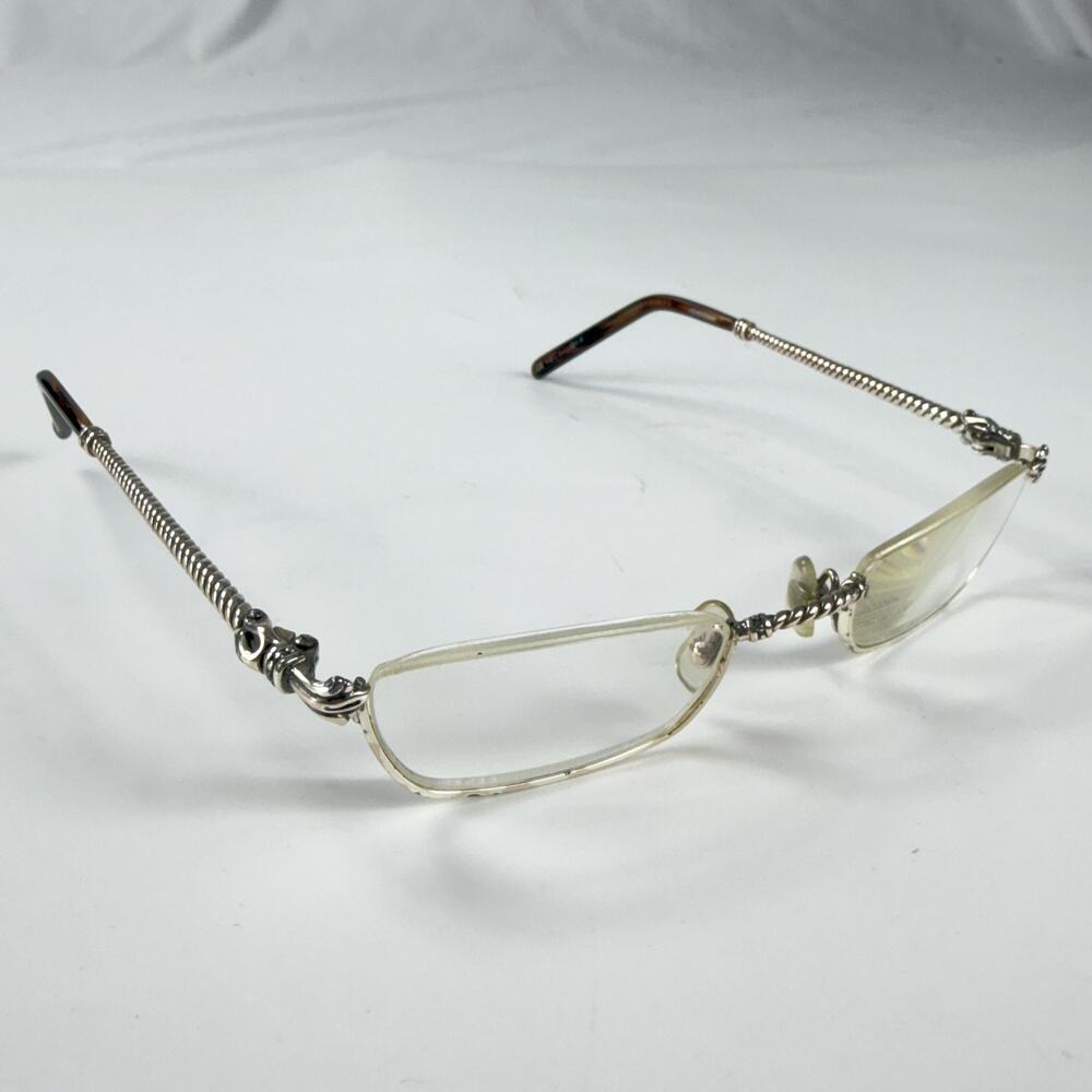 Brighton SR057 Hemingway Womens Silver Tortoise Geometric Eyeglasses FRAMES ONLY